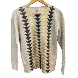 J.‎ Crew Women XS Geometric Chevron Metallic Long Sleeve Sweatshirt Grey & Gold